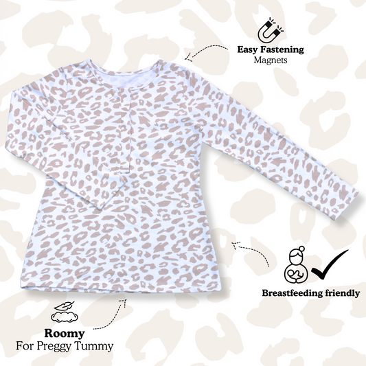 Oat Leopard - Nursing Sleepwear