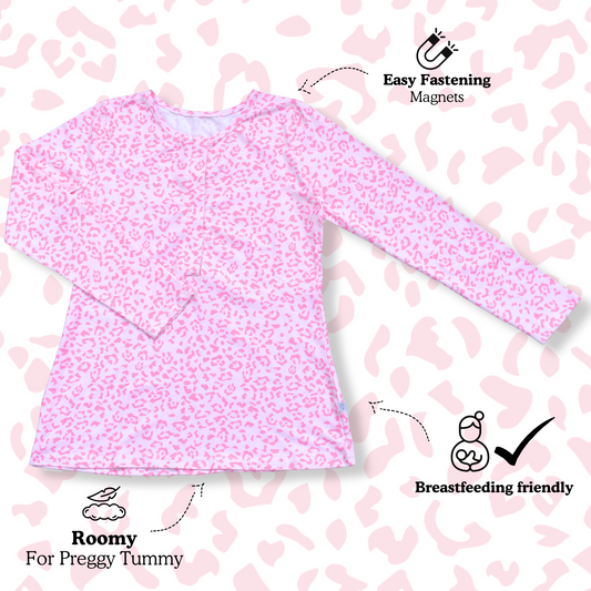 Pink Leopard - Nursing Sleepwear