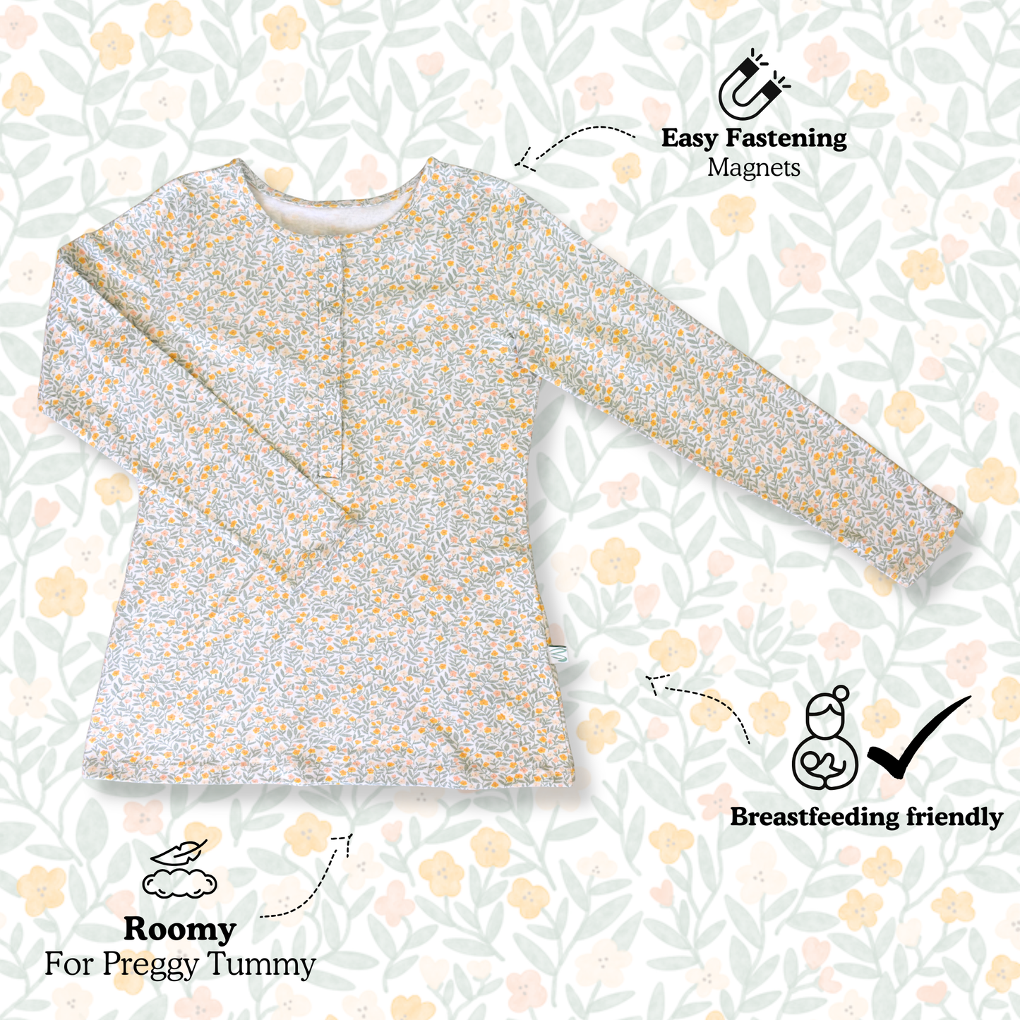 Sage Floral - Nursing Sleepwear