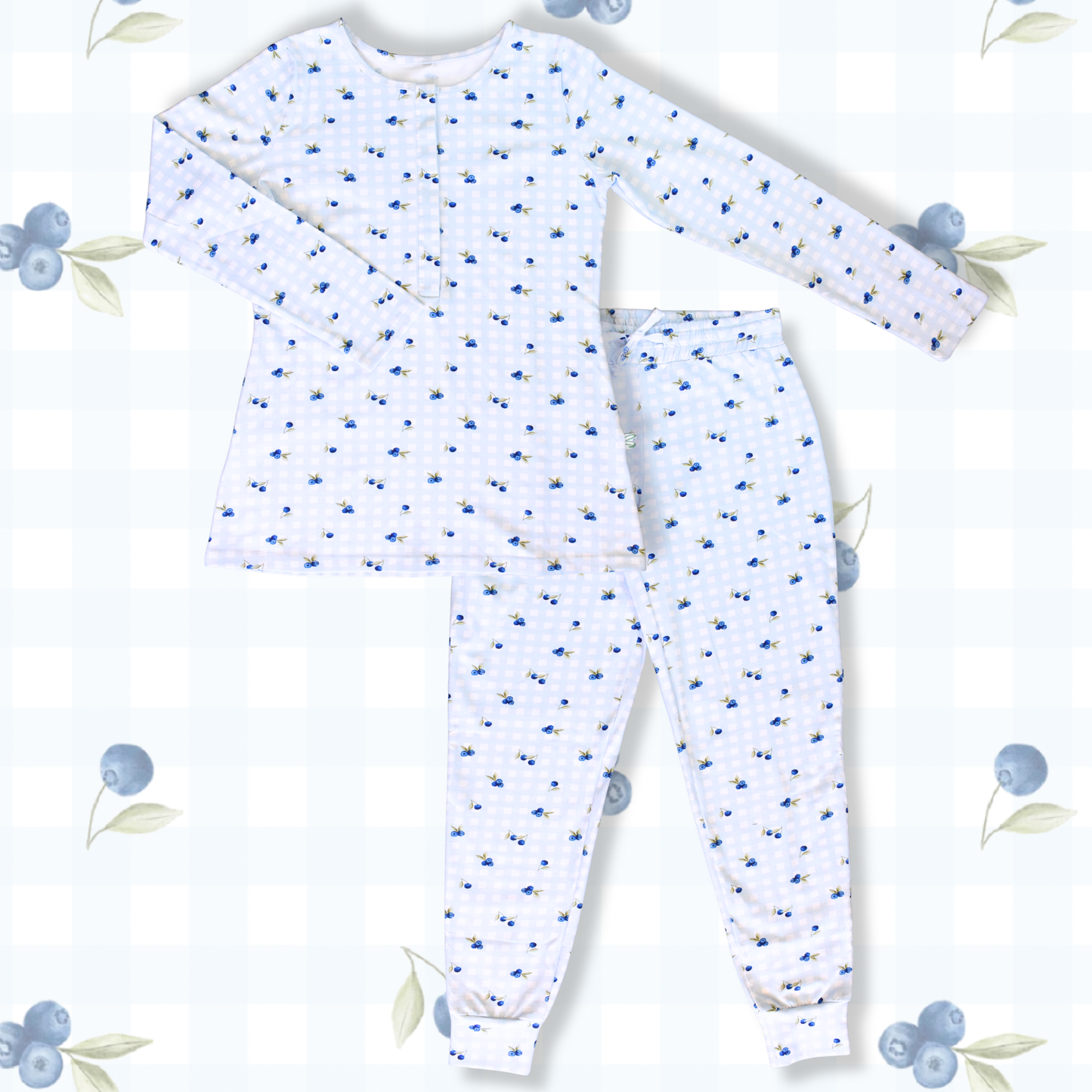 Gingham Blueberry - Nursing Sleepwear