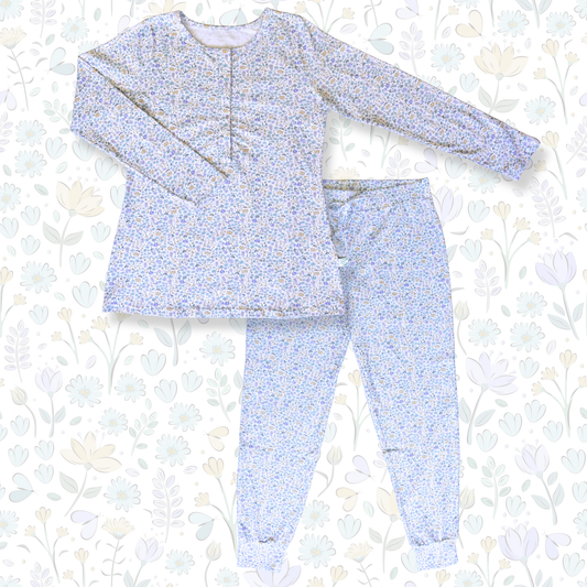 Blue Flowers - Nursing Sleepwear