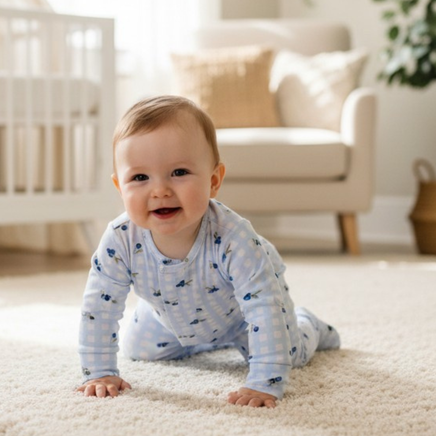 Gingham Blueberry Romper