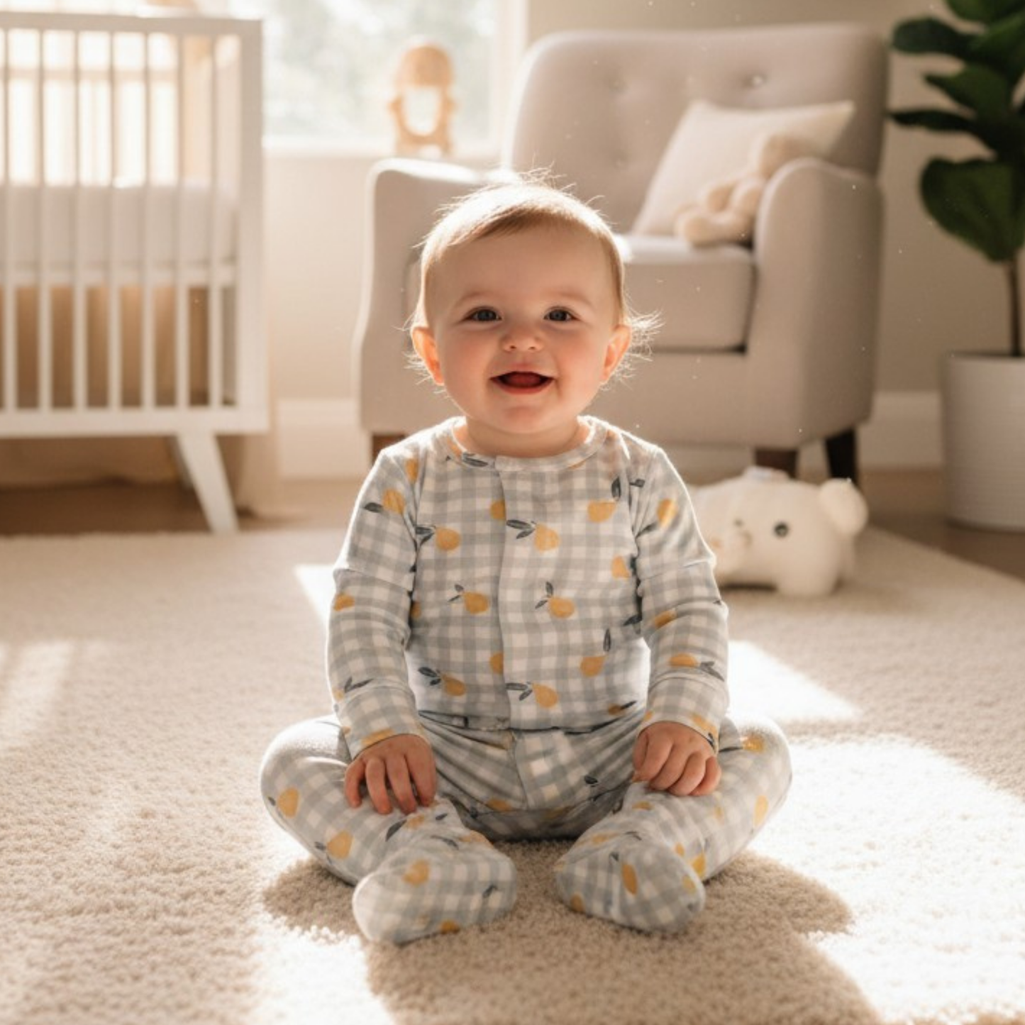 Gingham Pears Romper