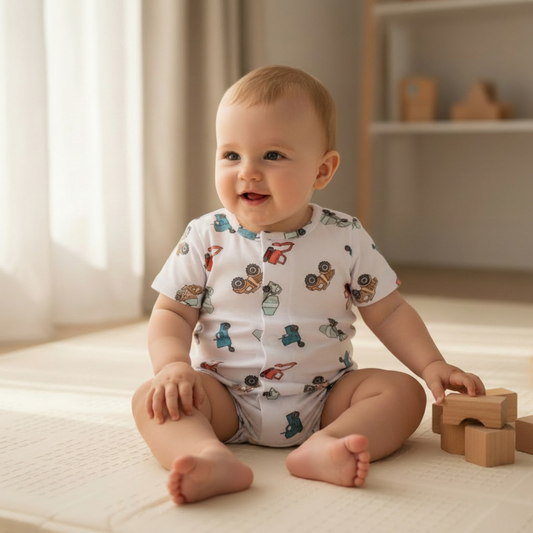 Construction Vehicles Summer Romper